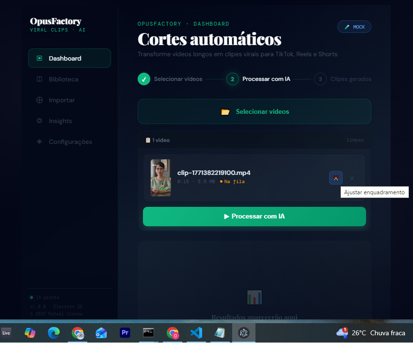 Interface do OpusFactory
